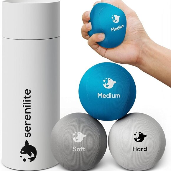 Hand Therapy Exercise Stress Ball Bundle - Tri-Density Stress Balls for Adults & - Picture 1 of 7